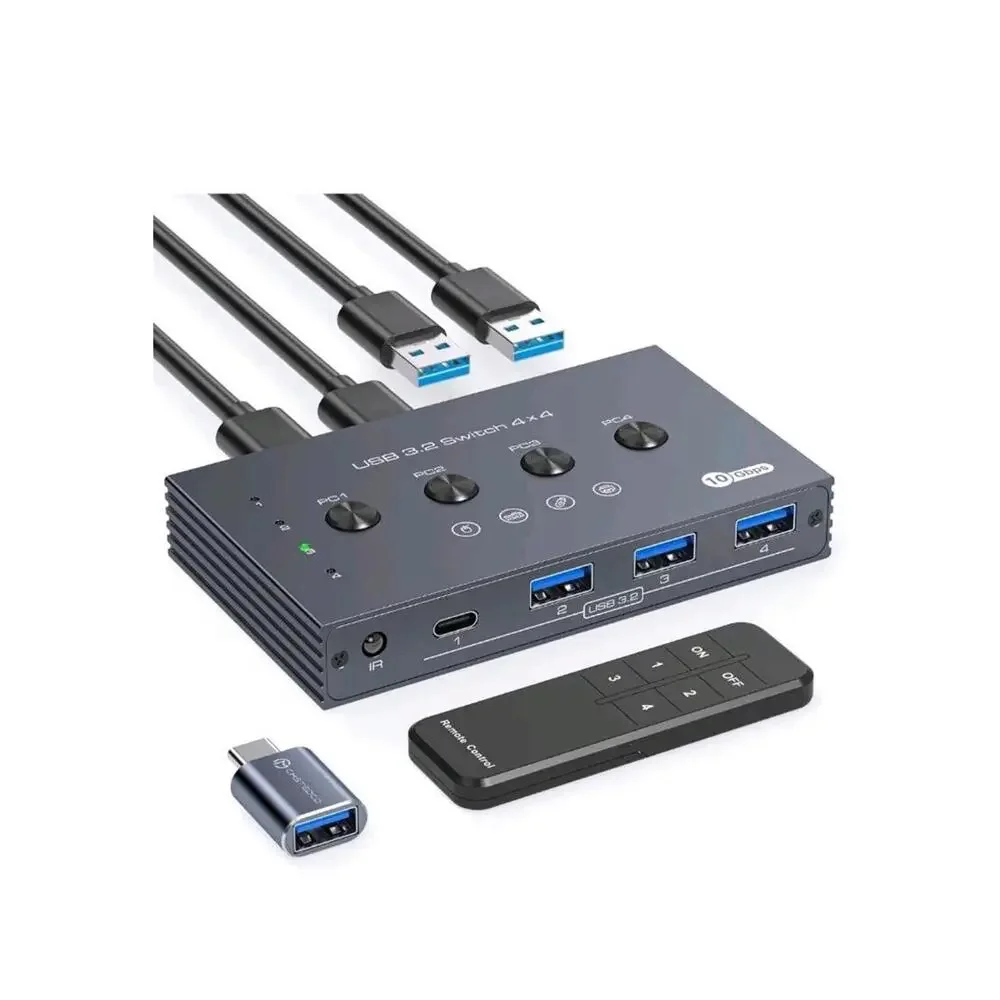 USB 3.2 Switch Selector 4 Computers Share 1 USBC & 3 USBA Devices 10Gbps 4 Po...